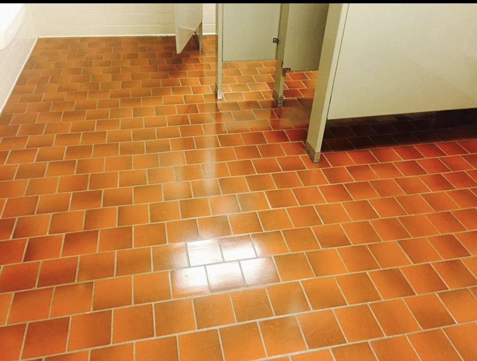 Quarry tile restroom floor restored