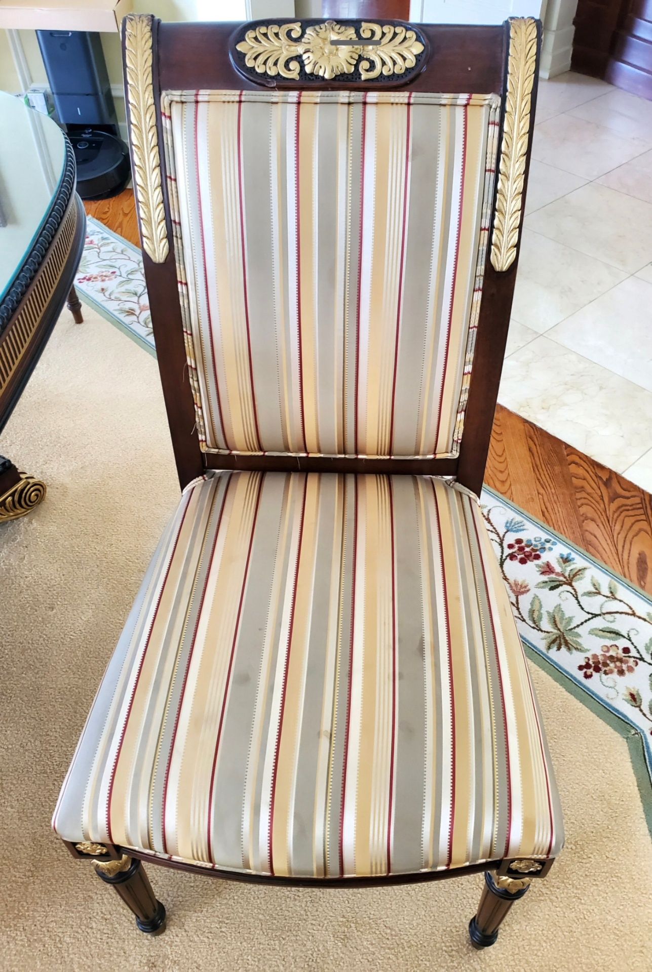 Antique striped dining chair upholstery cleaning