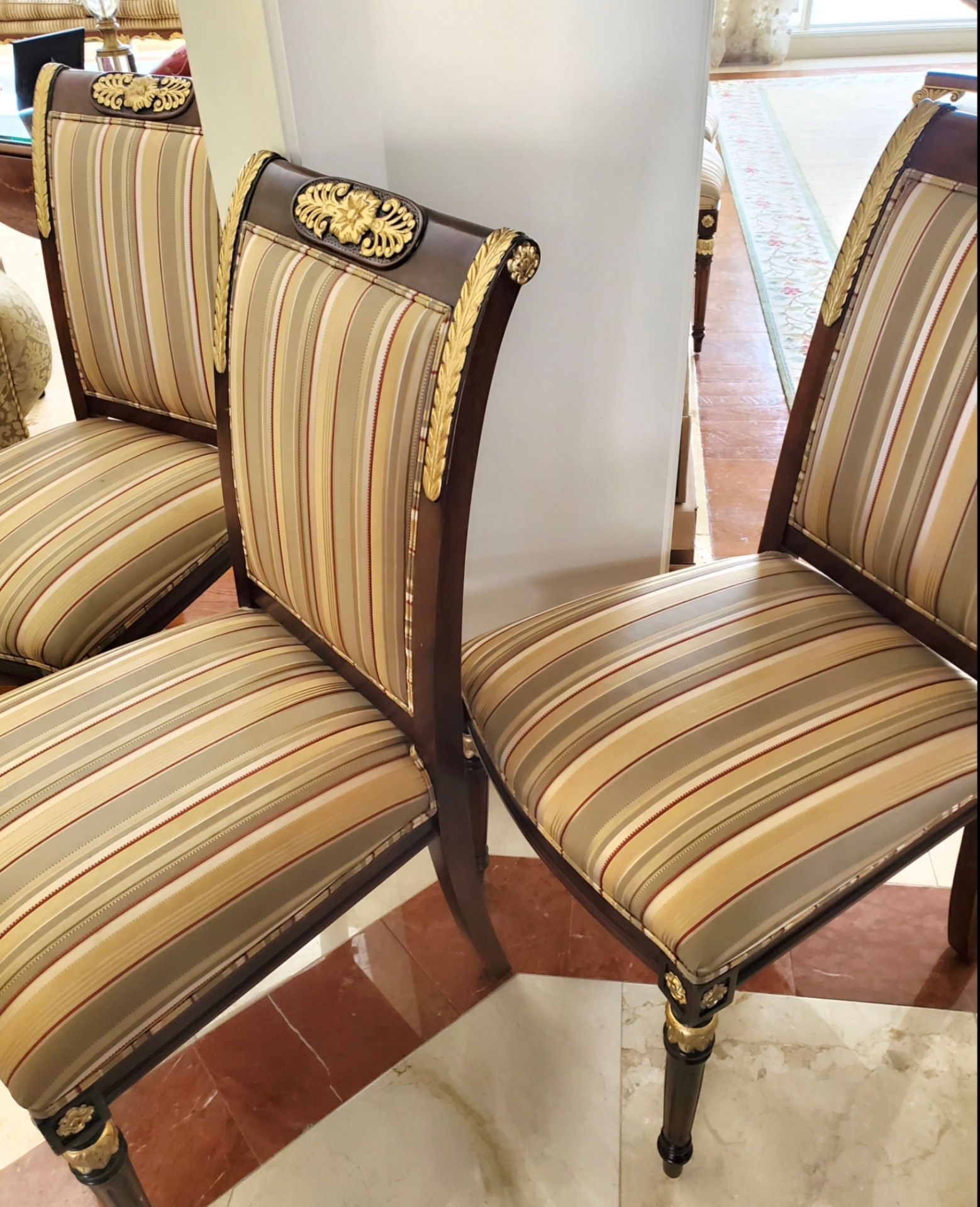 Set of dining chairs after upholstery cleaning